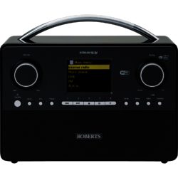 Roberts Stream93i Black - Stylish DAB/FM/Internet Radio with WiFi Clock Duo Alarms USB Porta and Line-in Socket